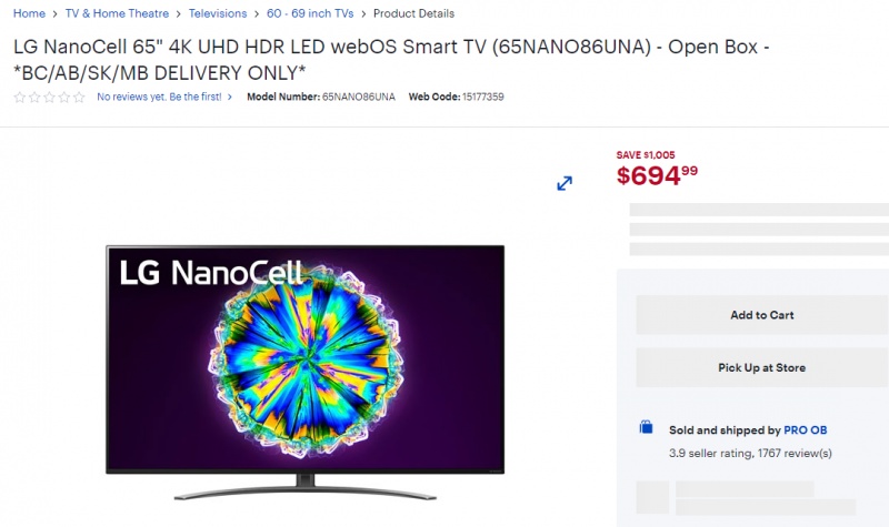 Buy LG NanoCell 65 4K UHD HDR LED webOS Smart TV 65NANO86UNA